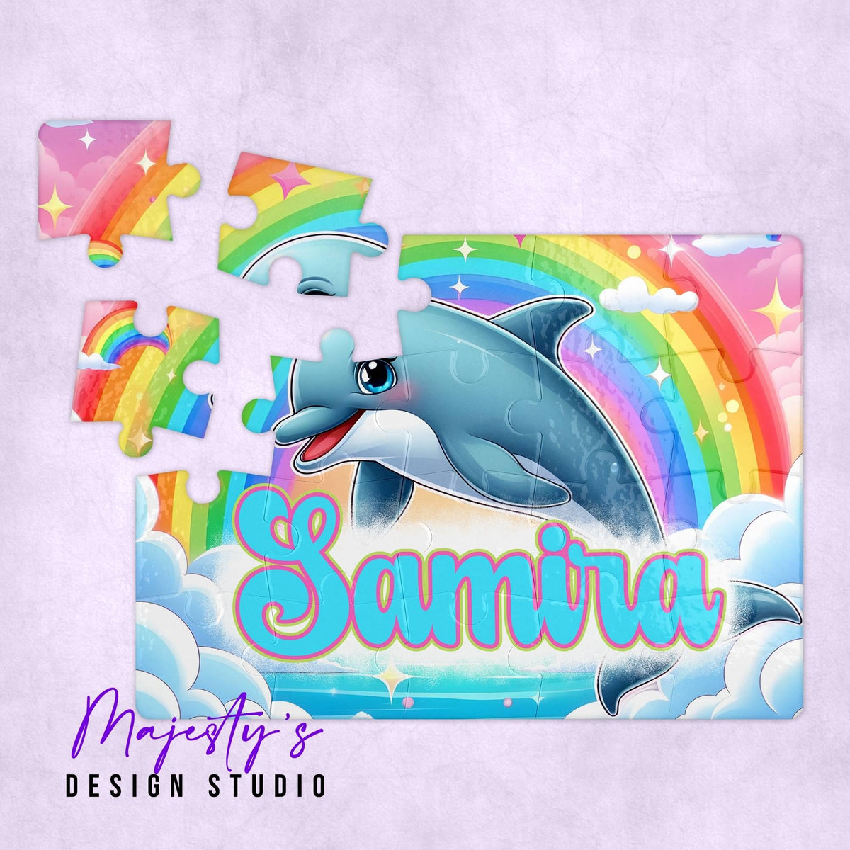 Kids Custom Dolphin Rainbow Puzzle
